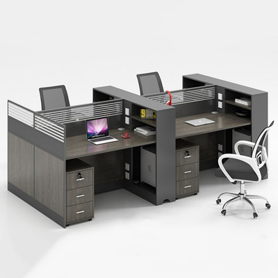 Commercial Office Furniture Staff Workstation Table Cluster Office Desk Cubicles For 4 Person With Shelves