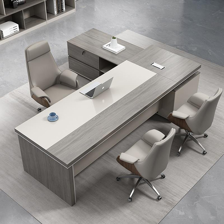 Luxury Office Furniture L Shape Ceo Boss Executive Office Desk Extension Table Melamine Office Desk