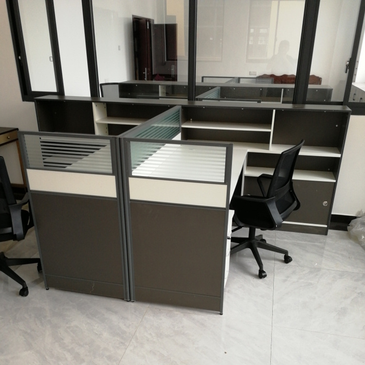 Modern Office Cubicles Workstation Desk Office Furniture 2 Person Staff Desk Wooden Workstation