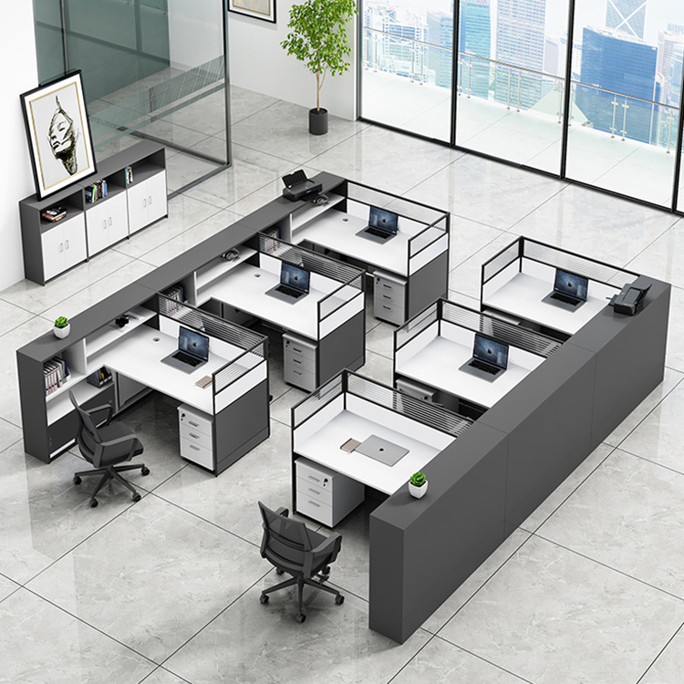 Modern Office Cubicles Workstation Desk Office Furniture 2 Person Staff Desk Wooden Workstation