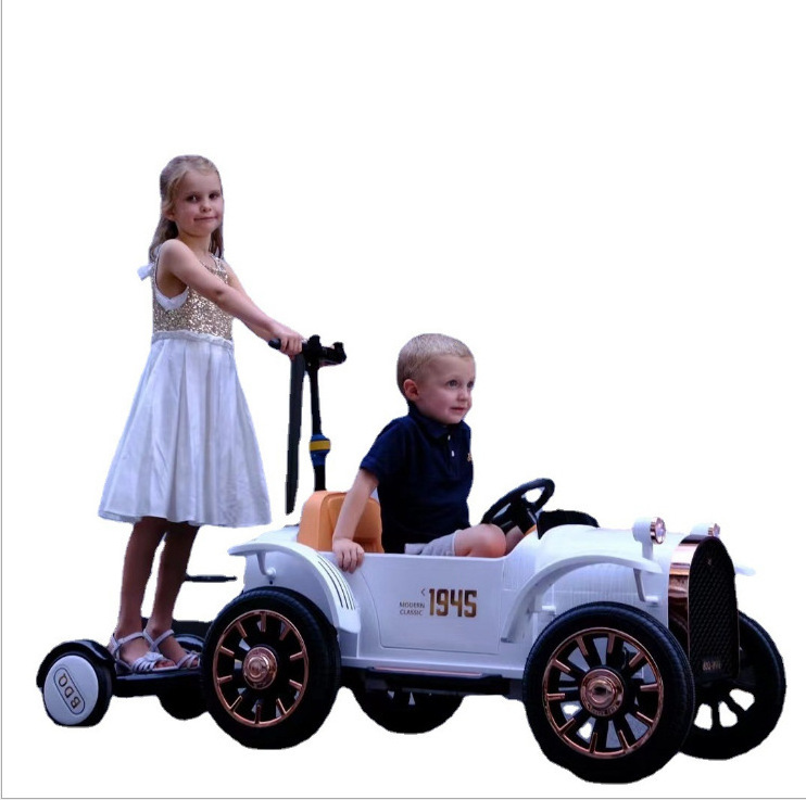 New arrival power 4 wheel big battery rechargeable with pedal model retro parent-child car kids electric ride on car