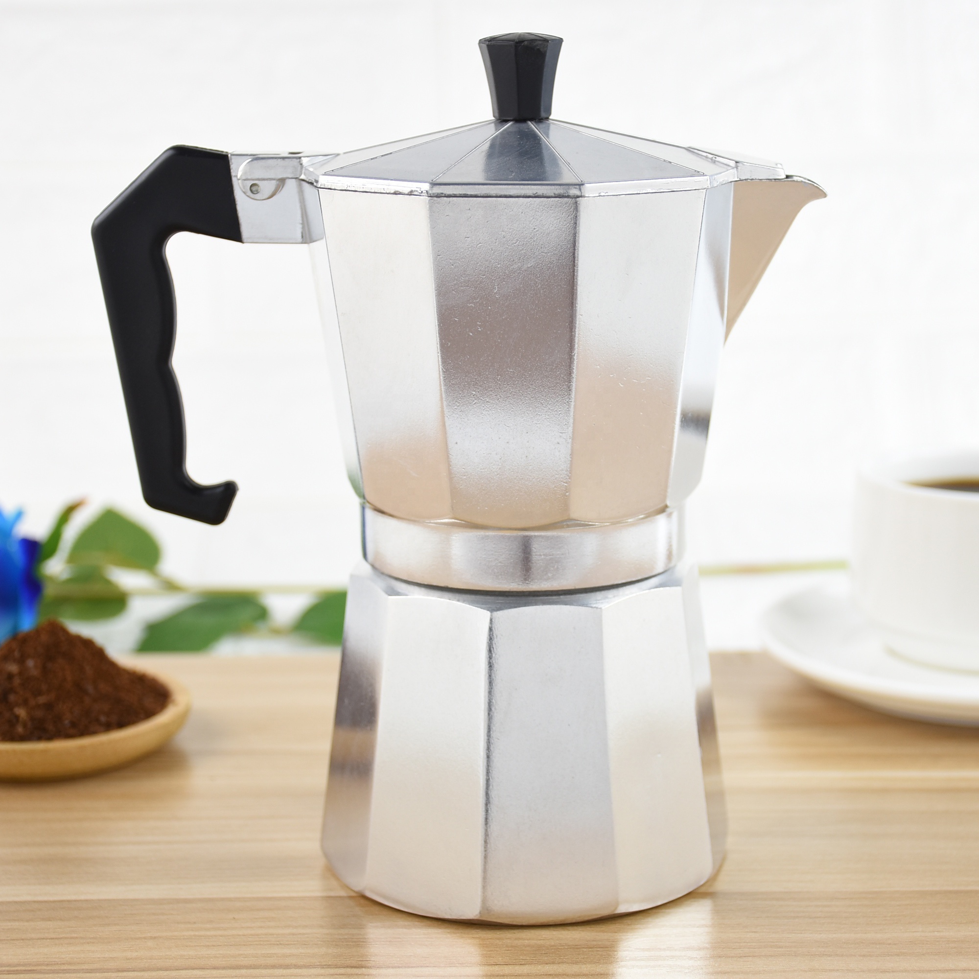 Classic Italian Style Mocha 1/3/6/9/12 Cups Polished Aluminum Moka Pot Stove-top Espresso Coffee Maker