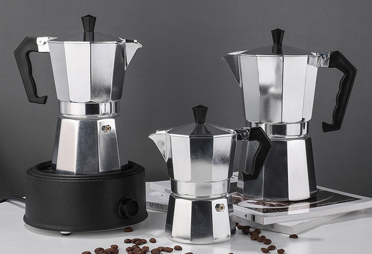 Classic Italian Style Mocha 1/3/6/9/12 Cups Polished Aluminum Moka Pot Stove-top Espresso Coffee Maker