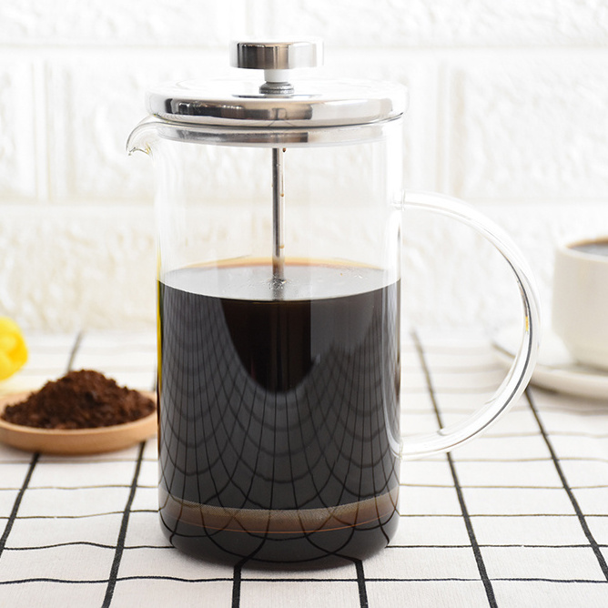 Classic Design French Press Coffee Maker Transparent Borosilicate Glass with Plunger