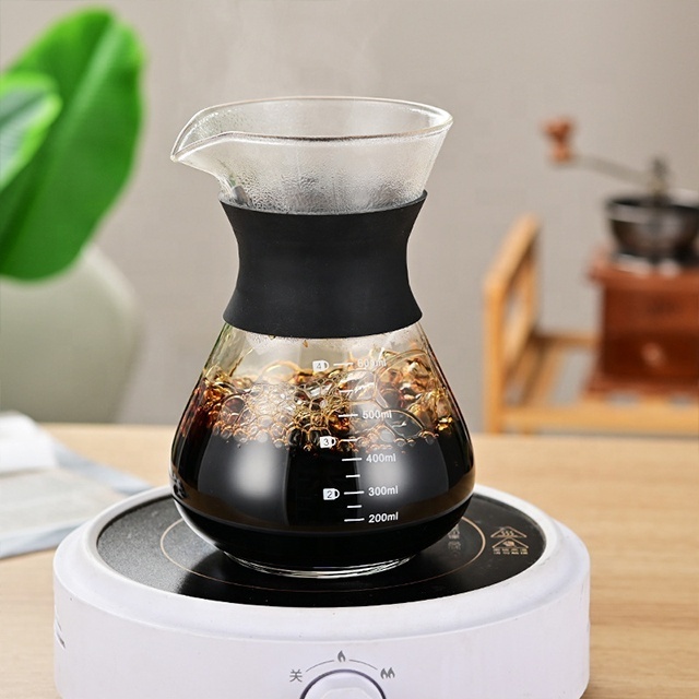 Latest design drip limited hot coffee dripper Wooden Collar Glass Pour Over Hand Drip Pot set 6cup modern style practical coffee