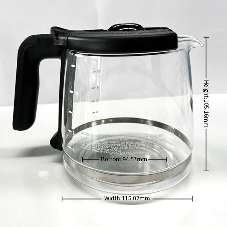 Factory wholesale12 cups oster drip coffee maker with glass jar for borosilicate glass coffee pot replacement coffee dancanter