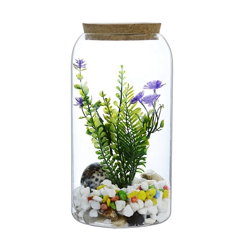 Hot Sale Clear Borosilicate Glass Jar Glass Vase for Wedding Tabletop Vase Home Decoration Glass Plant Terrariums With Cork Lid