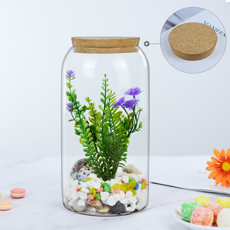 Hot Sale Clear Borosilicate Glass Jar Glass Vase for Wedding Tabletop Vase Home Decoration Glass Plant Terrariums With Cork Lid