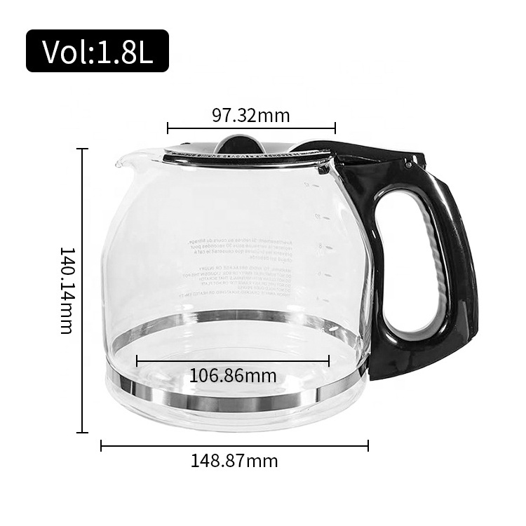 Factory supply Coffees glass pot 12 Cup glass Decanter replacement Coffee pot Carafe Compatible with Oster coffee accessories