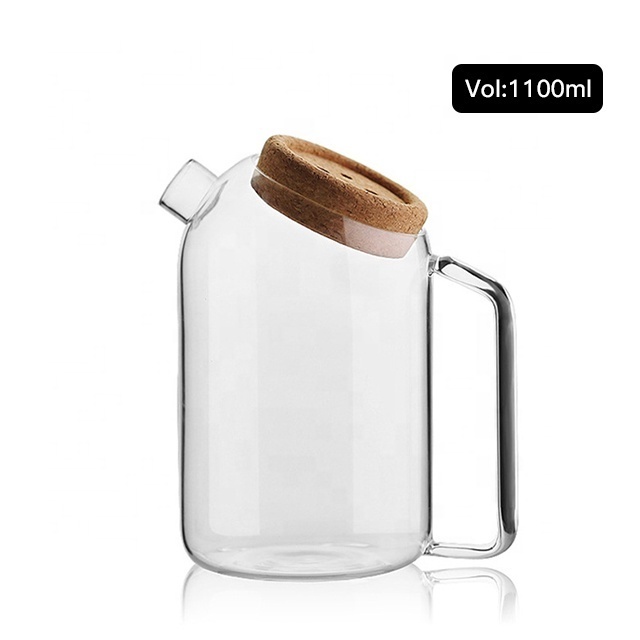 Simple Handmade High Borosilicate glass coffee pot with handle heat resistant hand brewed coffee pot brewing fruit glass tea pot