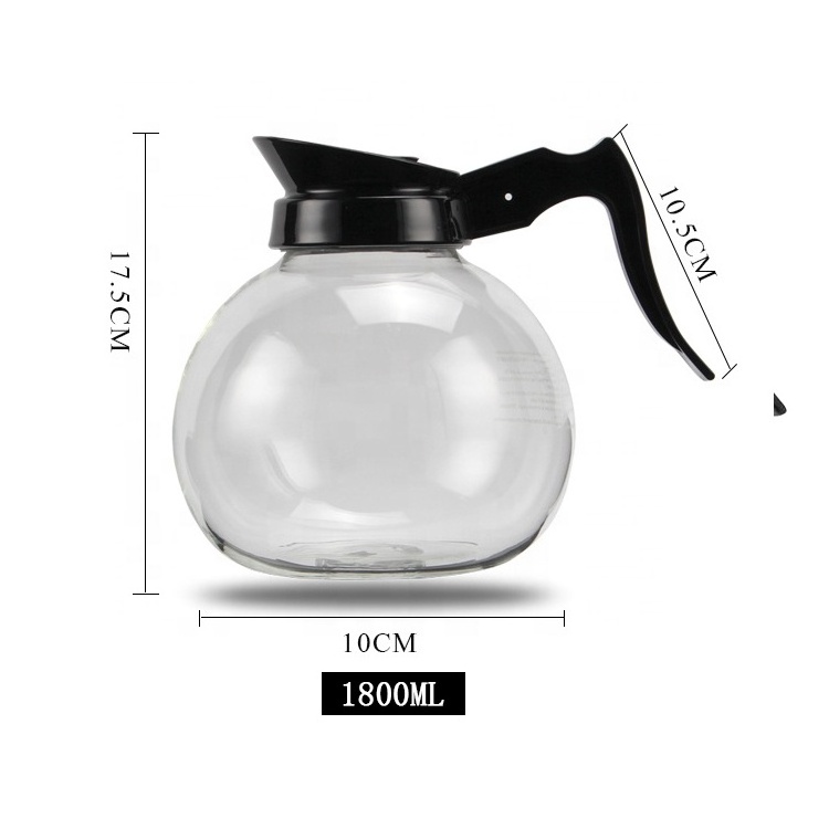 Factory hot sale 12 cups Coffee Pot Decanter drip coffee maker glass jar spare part for glass Coffee Pot Carafe Replacement