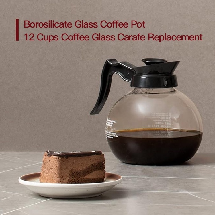 Factory hot sale 12 cups Coffee Pot Decanter drip coffee maker glass jar spare part for glass Coffee Pot Carafe Replacement