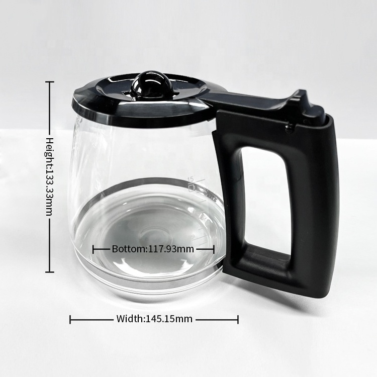 Wholesale Price glass coffee pot 10 large cups  or 15 small cups for Bosch drip coffee maker carafe pot borosilicate coffee pot