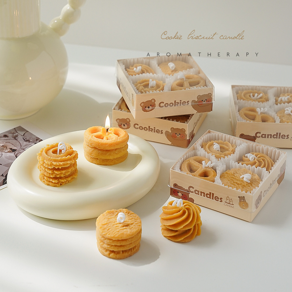 Dessert candle HOT SELL 2023 New Design Soy Wax Handmade Scented Food Biscuit Cookie Shaped Mini Candles With Box