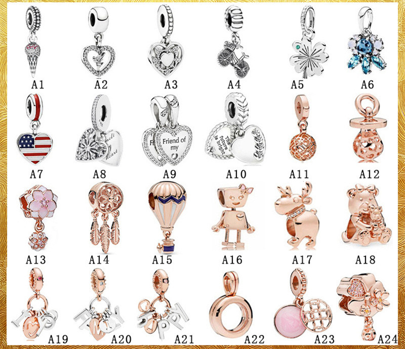 Factory Wholesale 925 Sterling Silver Original Logo Charms Bracelets Diy Fashion Rose Gold Set Hiphop Jewelry