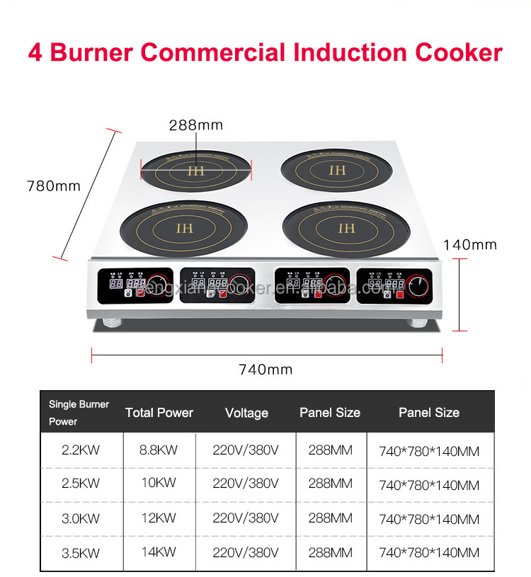 Hot Selling Quality 1 heating plate indection cooktop table portable commercial 4 Burner electric induction cooker stove