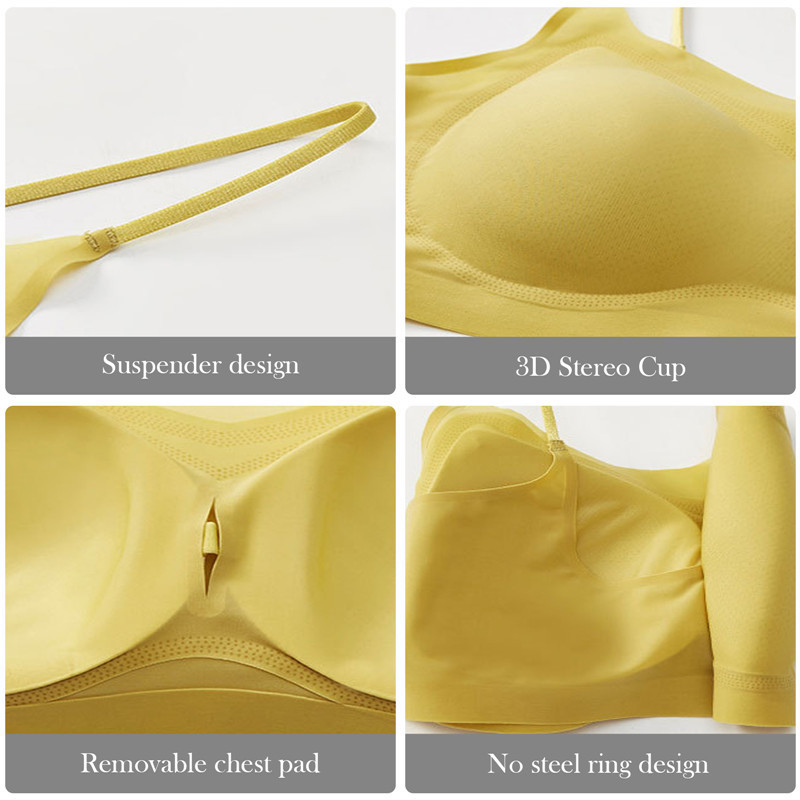 High Quality Women Sexy Push Up Bra Seamless Ultra-Thin Ice Silk Bra Intimates Wireless Air Cooling With Pad Ice Silk Bra