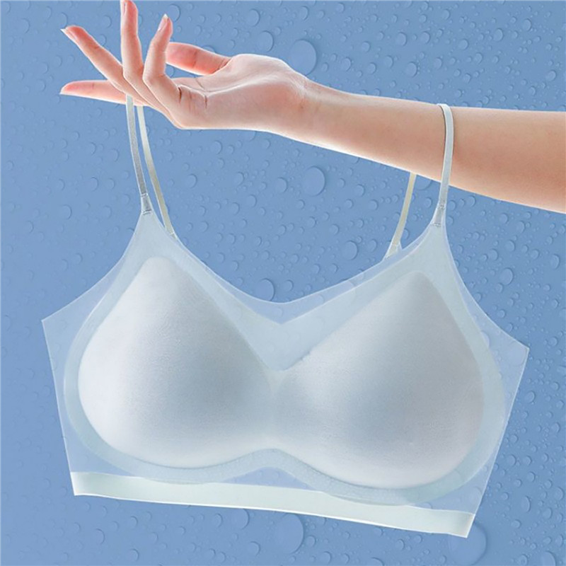 High Quality Women Sexy Push Up Bra Seamless Ultra-Thin Ice Silk Bra Intimates Wireless Air Cooling With Pad Ice Silk Bra