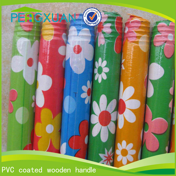 pvc coated top end plastic cover wooden stick for broom mop brush