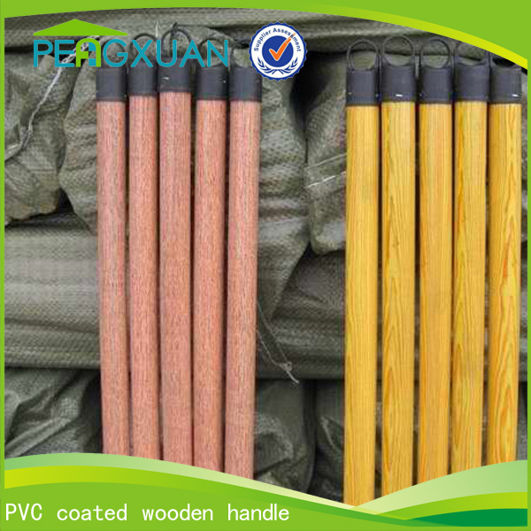 pvc coated top end plastic cover wooden stick for broom mop brush