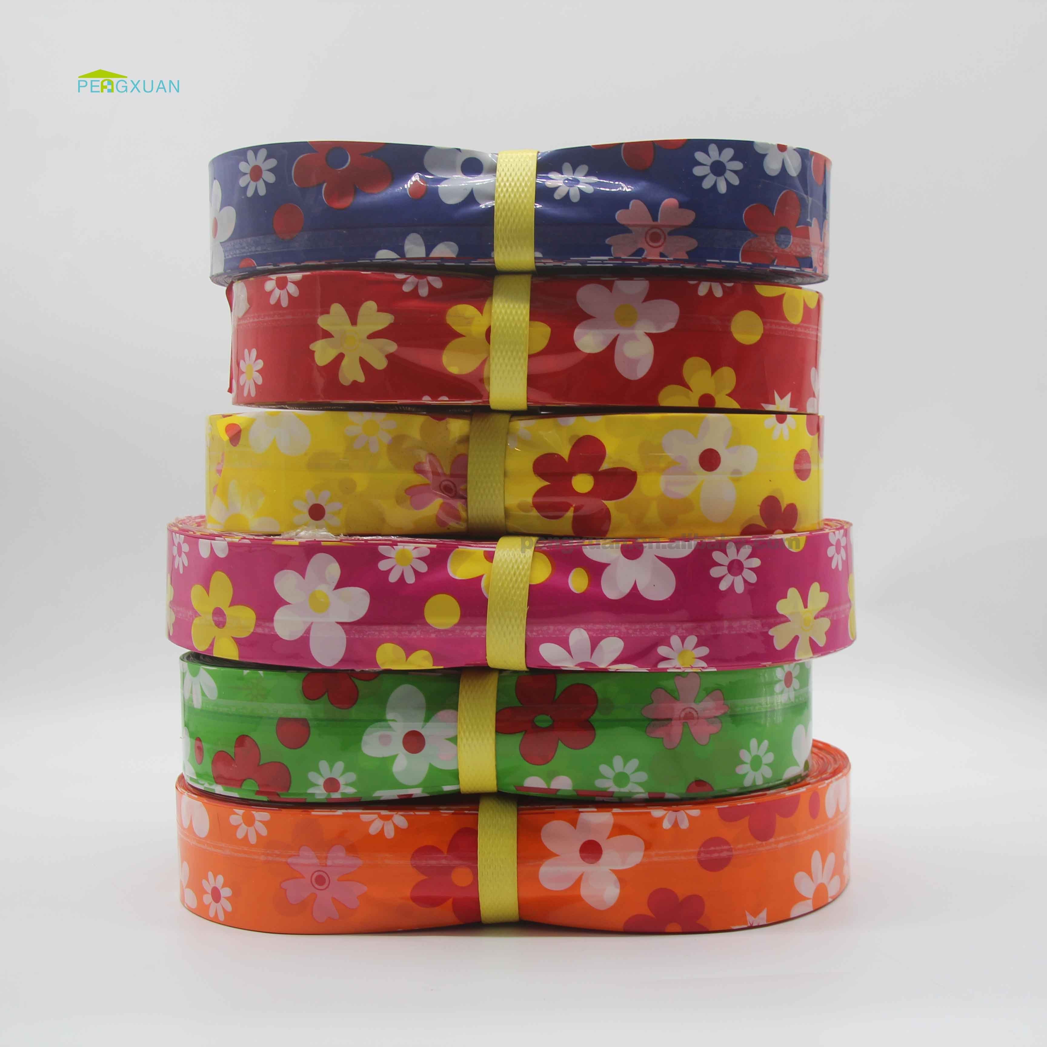 Plastic pvc flowers broom handle heat shrink wrap flowers design shrink band film sleeve for broom stick