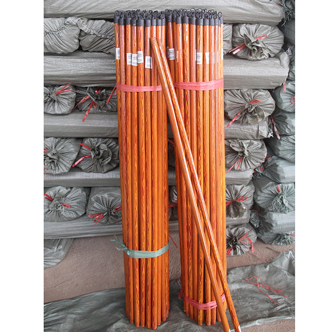 Household Cleaning Wood Grain PVC Coating Eucalyptus Wooden Broom Handle Mop Stick with Italian Thread Broomstick