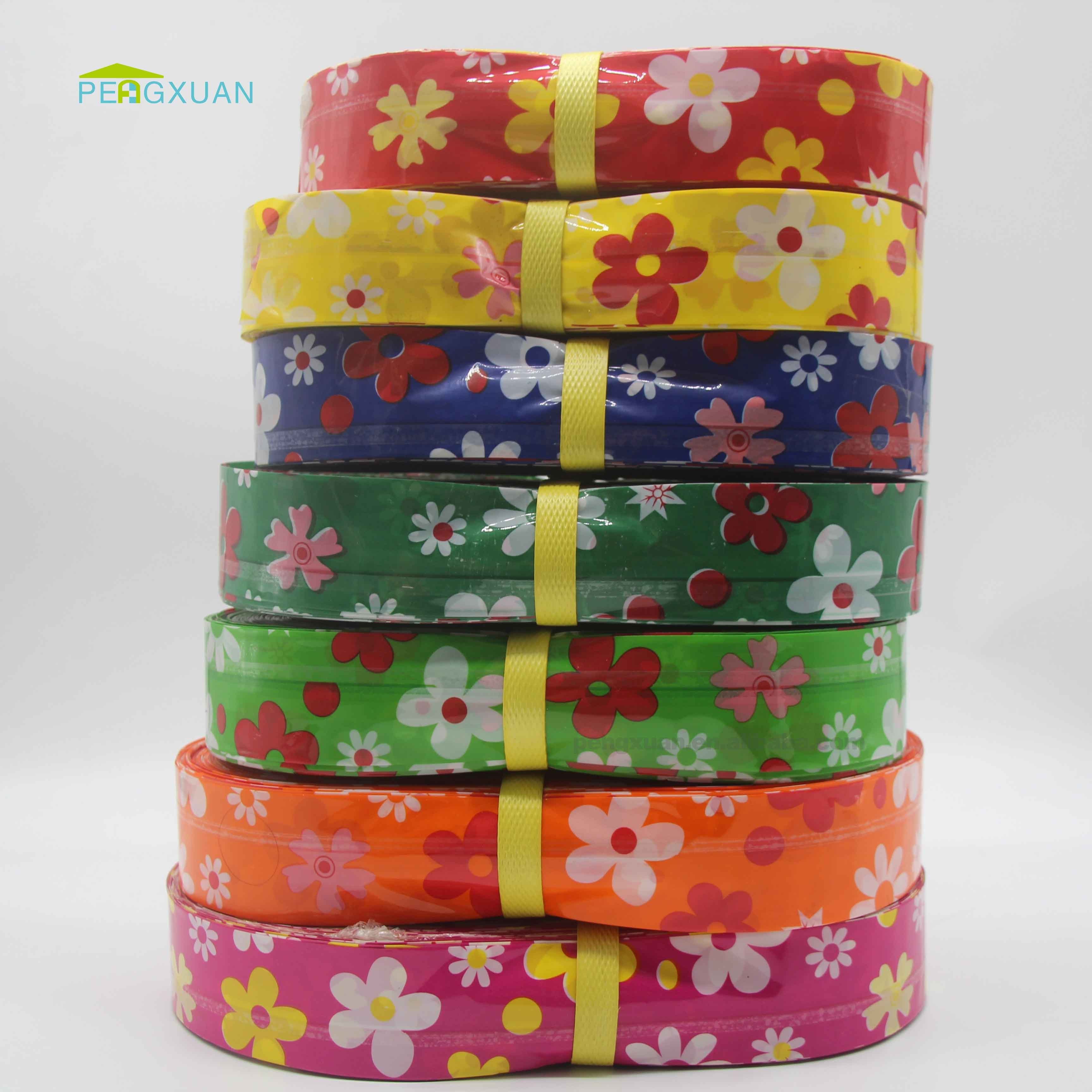 Plastic pvc flowers broom handle heat shrink wrap flowers design shrink band film sleeve for broom stick