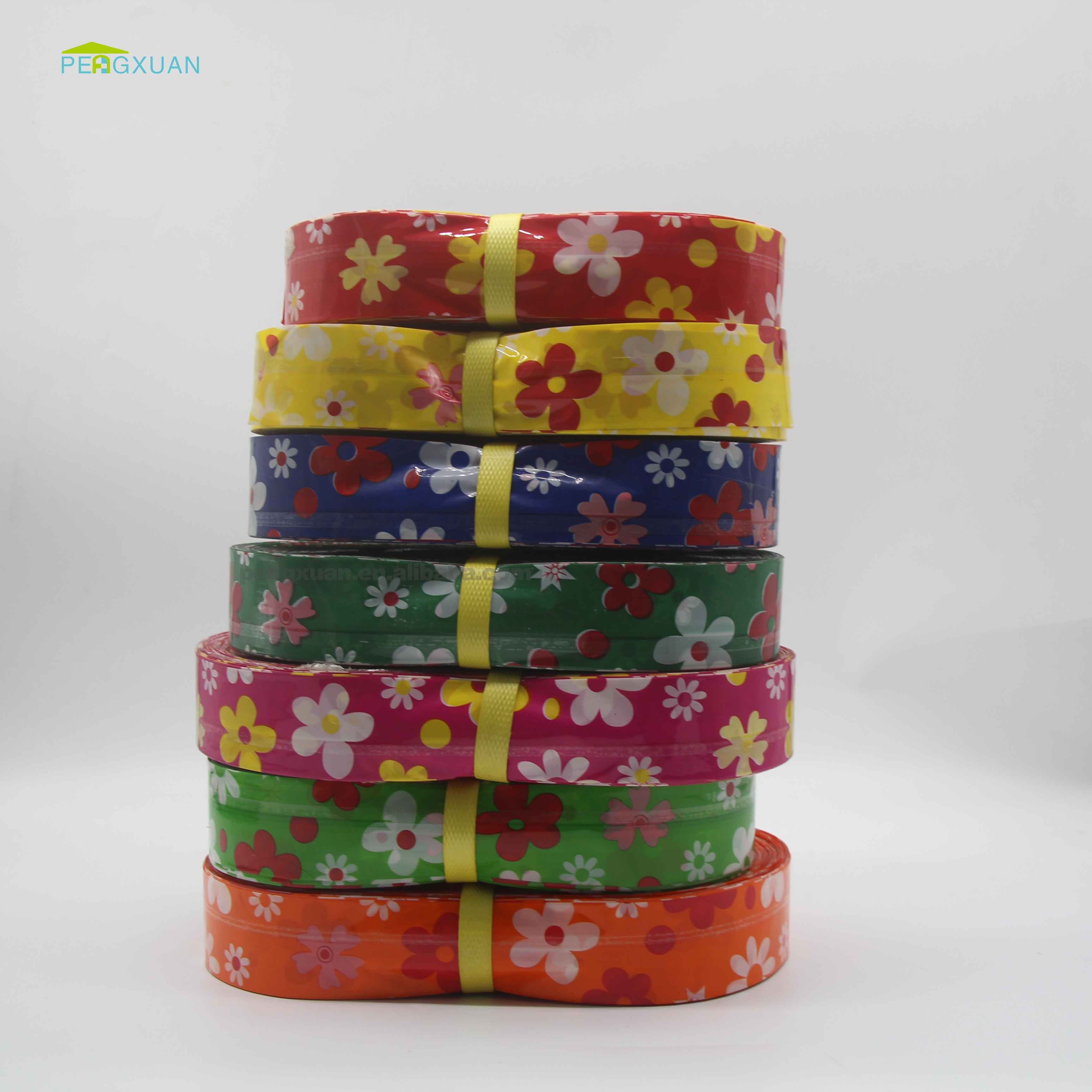 Plastic pvc flowers broom handle heat shrink wrap flowers design shrink band film sleeve for broom stick