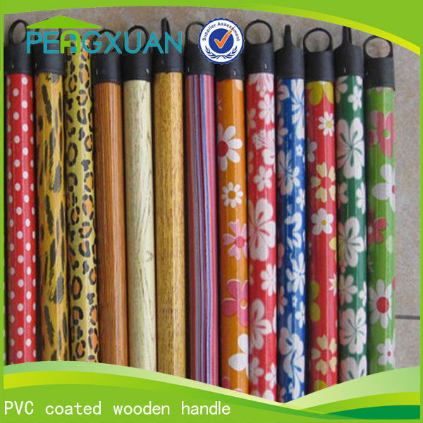 pvc coated top end plastic cover wooden stick for broom mop brush