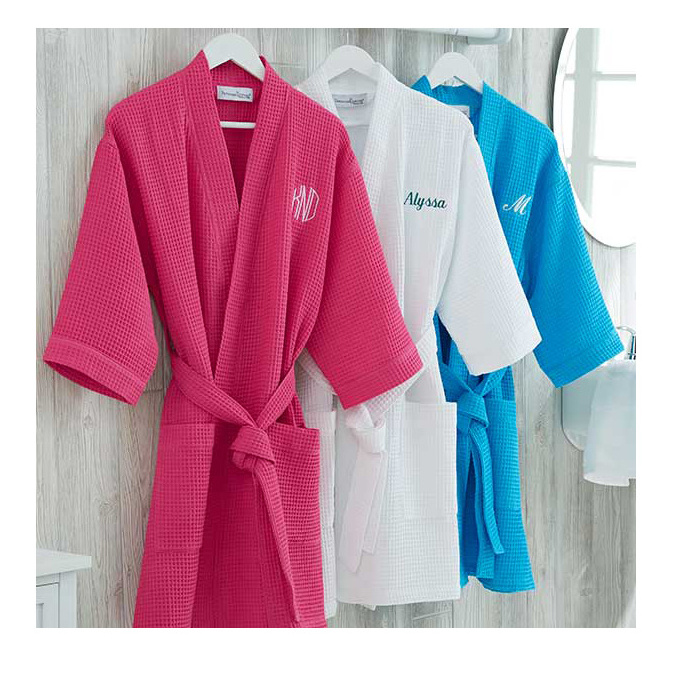 Customized linen waffle robe dressing gown wholesale kimono robes traditional personalized linen robe kimono