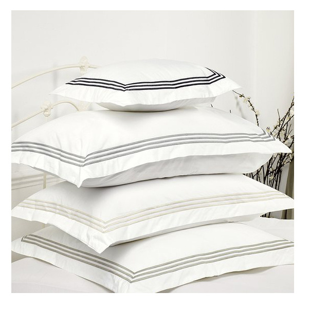 Hilton hotels striped throw pillow cover fundas de almohadas white linen pillowcases custom sublimation luxury satin pillow case