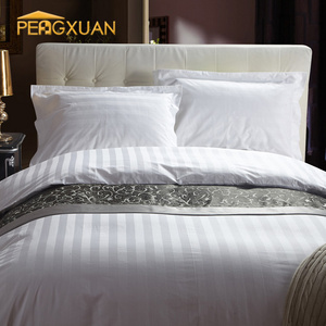 China ropa de cama algodon Wholesale juego de ropa de cama White stripe sheraton bed linen 100% cotton linen bed