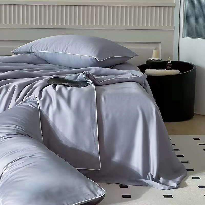 Hotel Bedding Cotton Luxury Bed Cover Cotton Bedding Set Satin Drill Comforter Set 100% Cotton Purple Grey Quilt Set