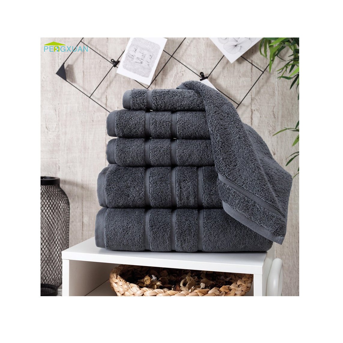 Bath Towel Set of 6 Ultra Soft Absorbent Breathable Quick Dry Grey Towels Bulk Towels for Bathroom, Hotel and Spa