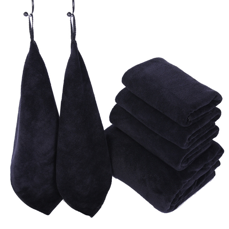 Wholesale microfiber small towel salon hair bleach proof microfiber towel toalla micro fibra drying microfiber black towel