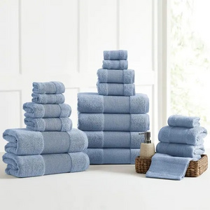 Wholesale soft organic bamboo cotton towel luxury hotel bathroom bath towel set with customized logo Cotton Face Towel