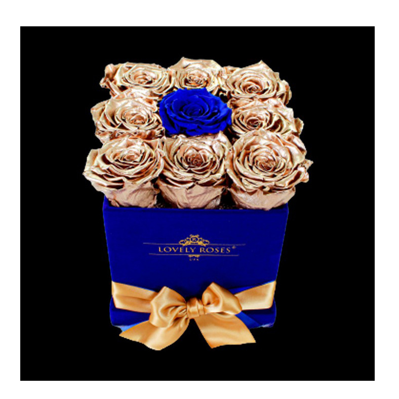 Luxury Valentine's Day gift rose preserved box rosa eterna 24k natural preserved roses round box