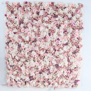 3D\/5D Artificial Silk Flower Wall for event party Wedding decor pink purple fabric florable rolled up flower