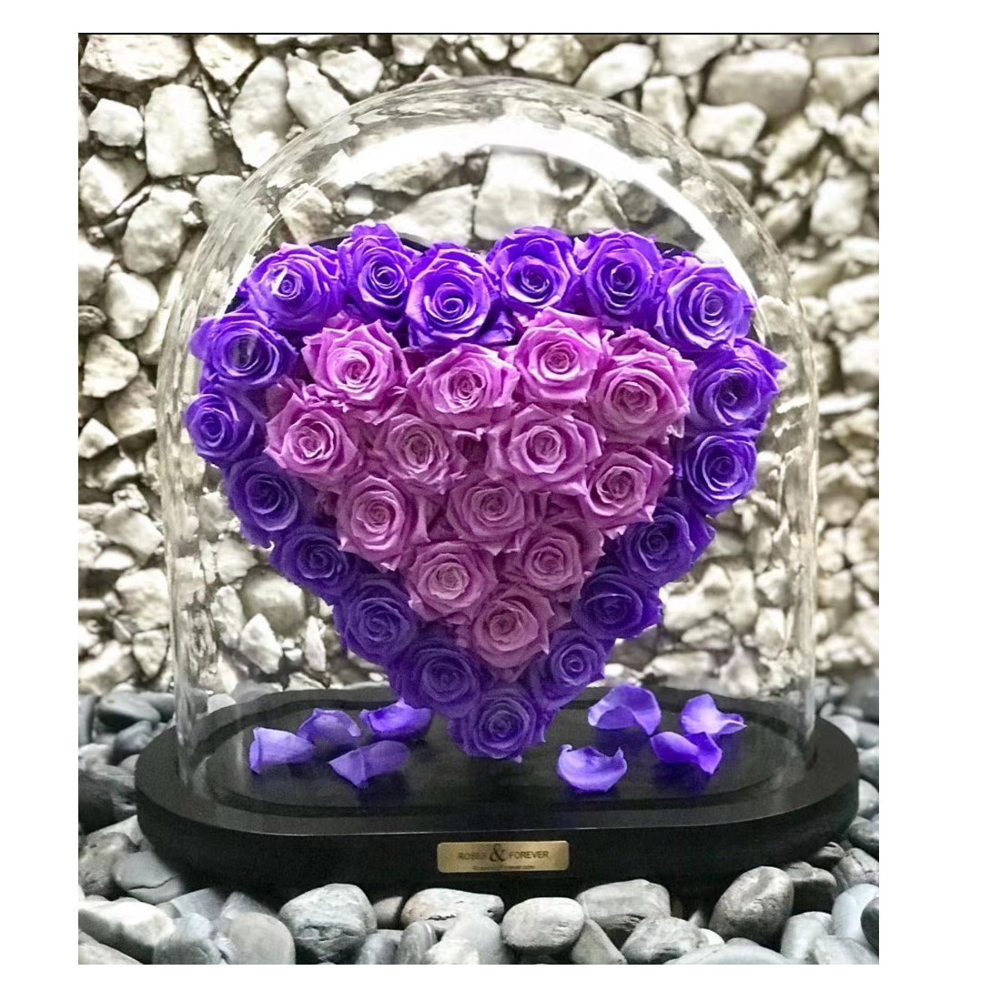 New Product 2023 Valentine day Gifts Heart shape rose box eternal rose box luxury glass dome big heart everlasting rose