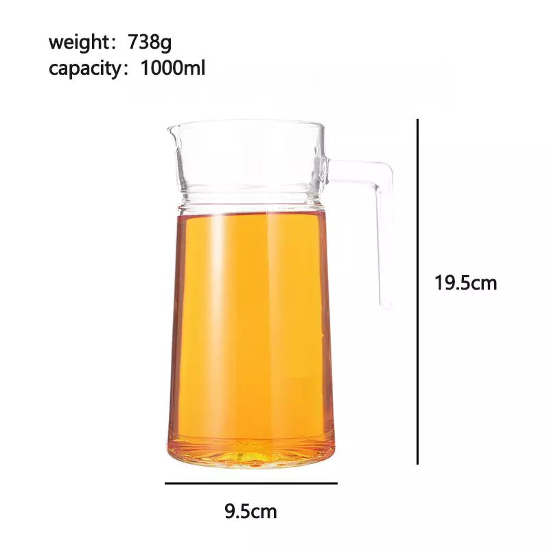 Tall Glass Cups 1L 32 oz Textured Transparent Clear Ribbed Stripes Iced Tea Coffee Drinkware Pitcher Jug Carafe