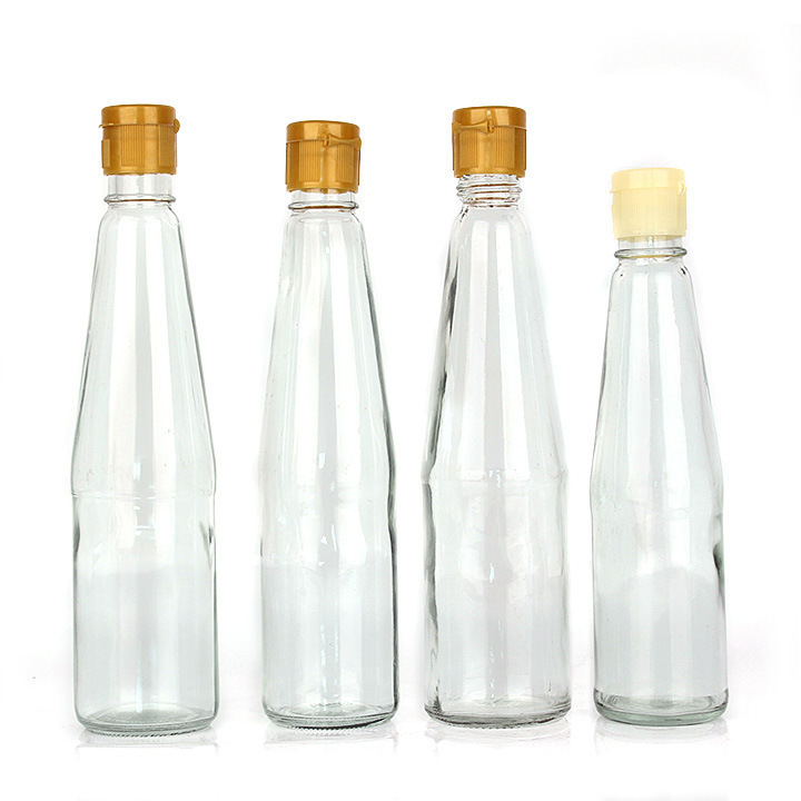 Wholesale Conical Sesame Oil Bottle 220ml Transparent Glass Sesame Oil Bottle Kitchen Seasoning Bottle