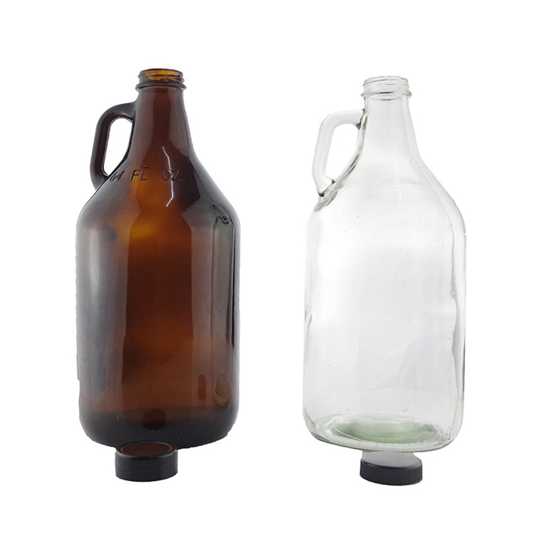 1 Gallon Glass Jugs with Handle and Cap, 128oz Water Bottle with Seal Lid for Wine Jugs