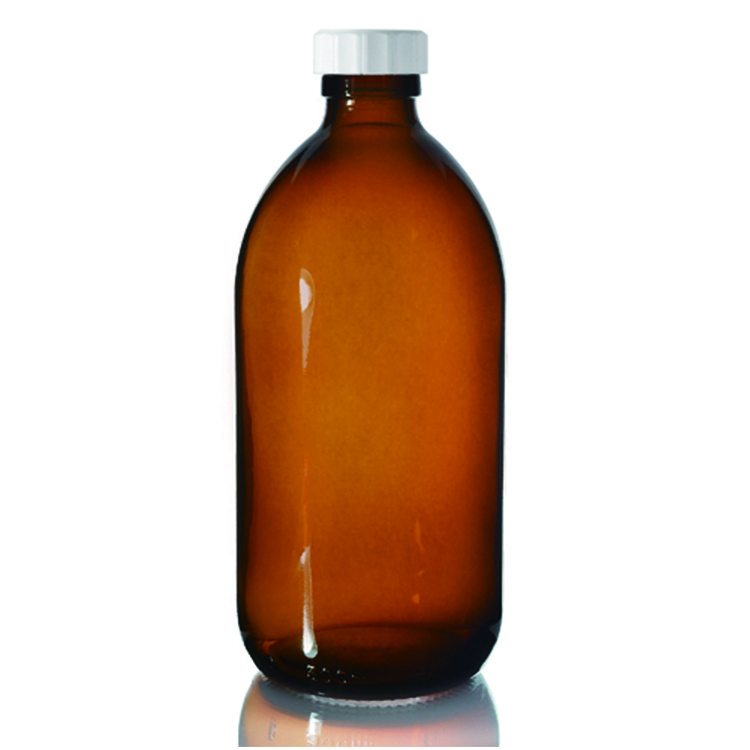 500ml Amber Glass Sirop Bottle with Black /white PP Cap