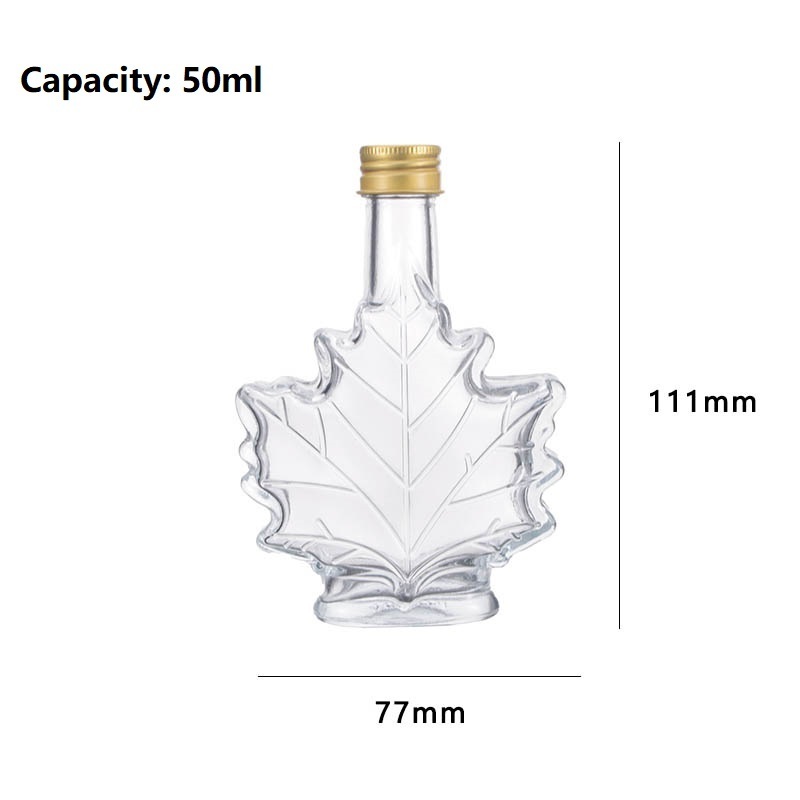 Christmas Wedding Gift 50ml 100ml 8oz Maple Shape Crystal Liquor Glass Bottle With Screw Metal Cap For Pure Syrup Wine Whisky