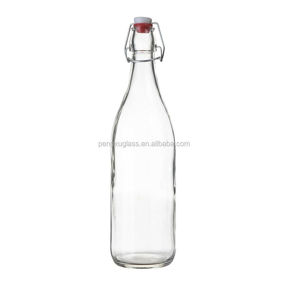 500ml 750ml 1L Clear Swing Top Stopper Glass Beer Bottle for Juice Kombucha Wholesale Free Sample