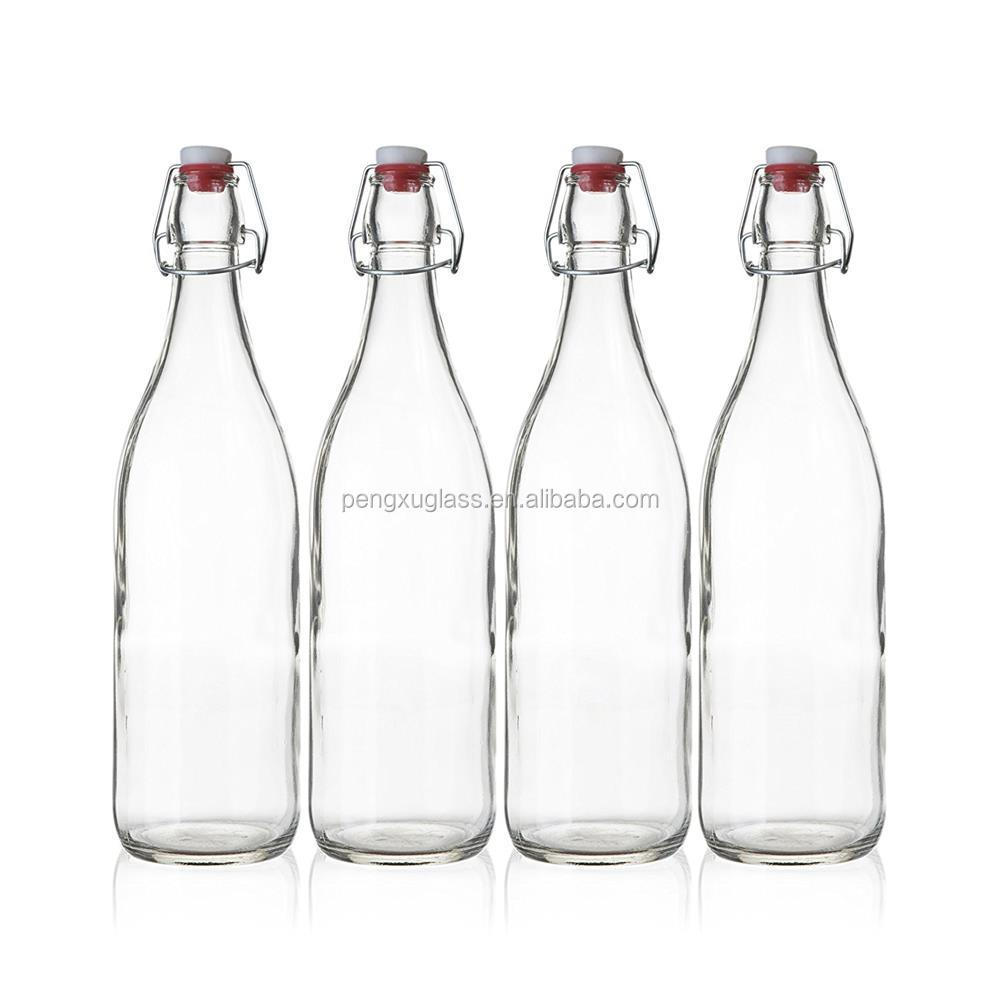 500ml 750ml 1L Clear Swing Top Stopper Glass Beer Bottle for Juice Kombucha Wholesale Free Sample