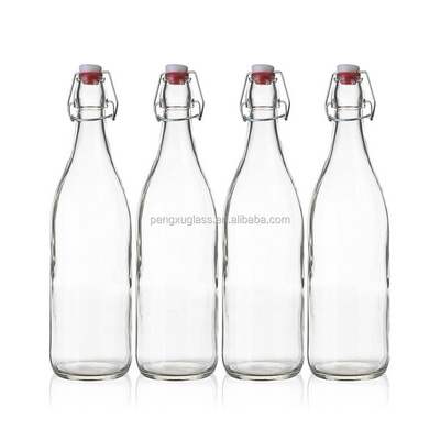 500ml 750ml 1L Clear Swing Top Stopper Glass Beer Bottle for Juice Kombucha Wholesale Free Sample