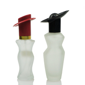 Best Selling Glass Cosmetic Packaging 10ml Woman Body Shape Perfume Bottle with Hat Cap