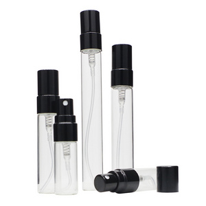 Wholesale Flacon De Parfum Clear 2ml 3ml 5ml 10ml Sample Atomizer Perfume Spray Glass Bottles Gift with Black Cap