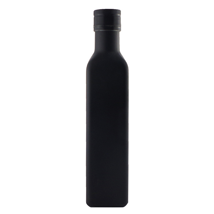 Custom Botellas De Aceite De Oliva Matte Black 250ml 500ml Empty Square Cooking Olive Oil Glass Bottles